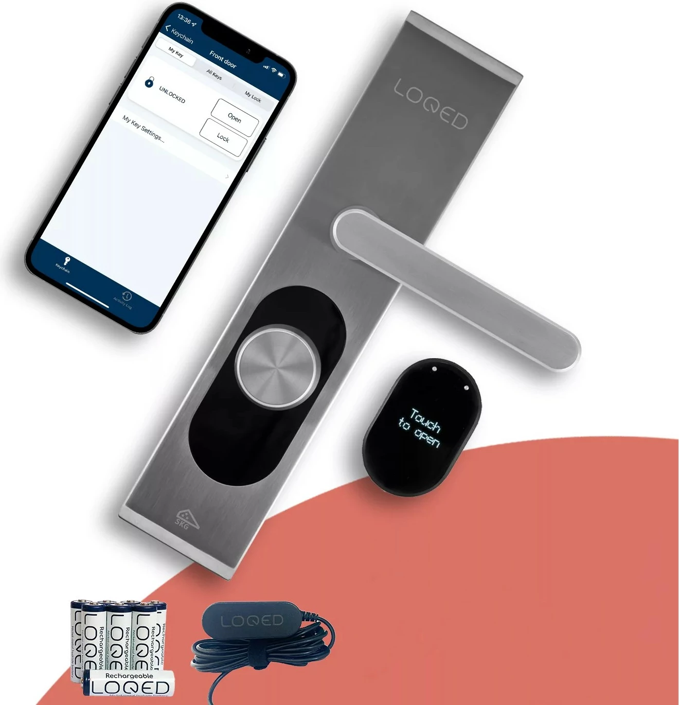 Bravë smart Shelly LOQED Touch Smart Lock, çelik inox, Plug&Play
