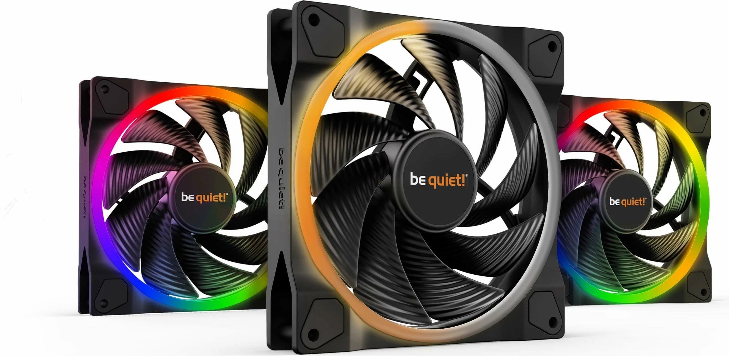 Ventilatorë kasë Be Quiet! LIGHT WINGS 140mm PWM ARGB triple-pack, zi