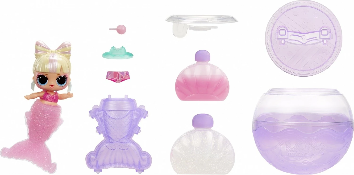 Kukull surprizë L.O.L. Surprise Mermaids, MGA, 510604-EUC, me bisht që ndryshon ngjyrë