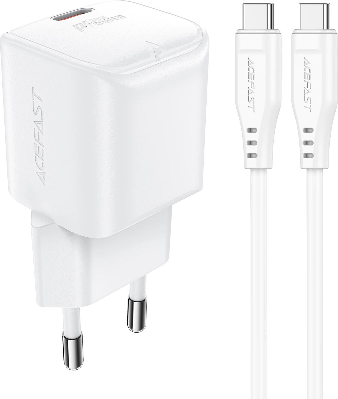 Karikues muri Acefast A77 Mini me GaN, 30W, me kabllo USB-C, Bardhë