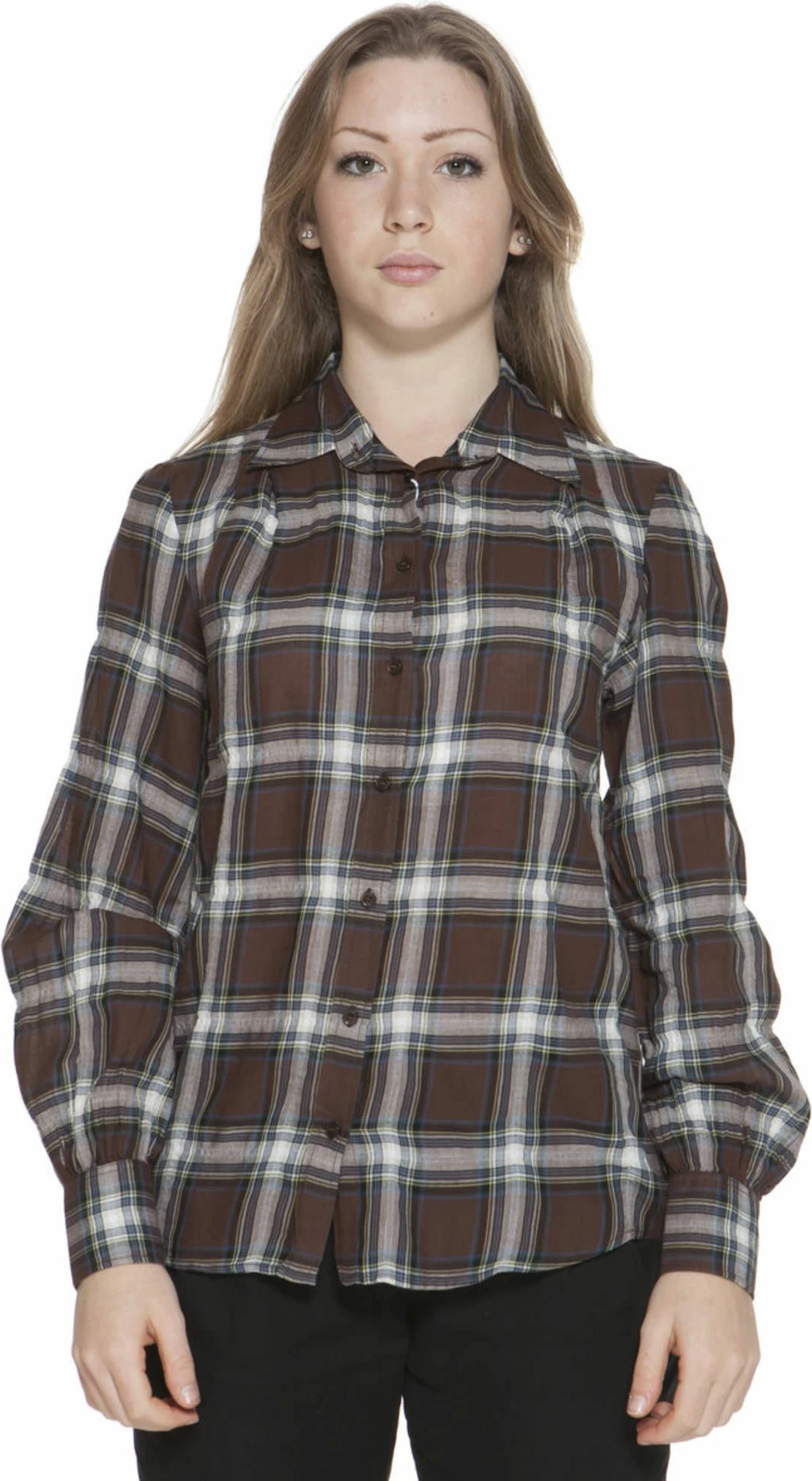 Këmishë për femra GANT me mëngë të gjata, kafe