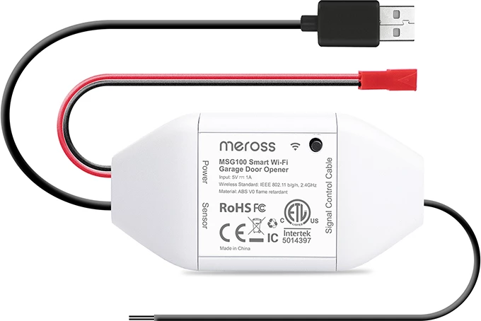 Switch i mençur për derën e garazhit, Meross MSG100HK-EU, Wi‑Fi 2.4GHz, HomeKit/Google/Alexa, sensor dere