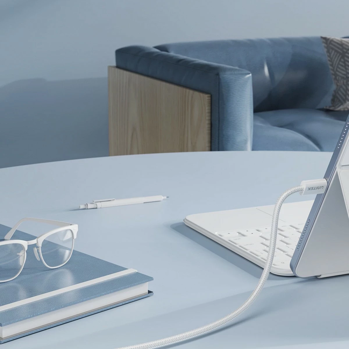 Kabëll Unitek USB-C PD 100W, 1m, bardhë