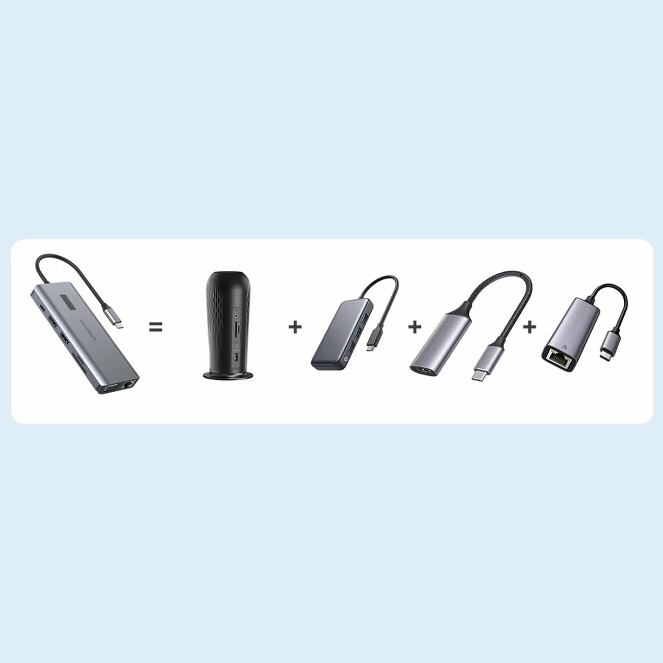 HUB multifunksional Choetech HUB-M26, 12-në-1, USB-C, HDMI, VGA, RJ45, Gri