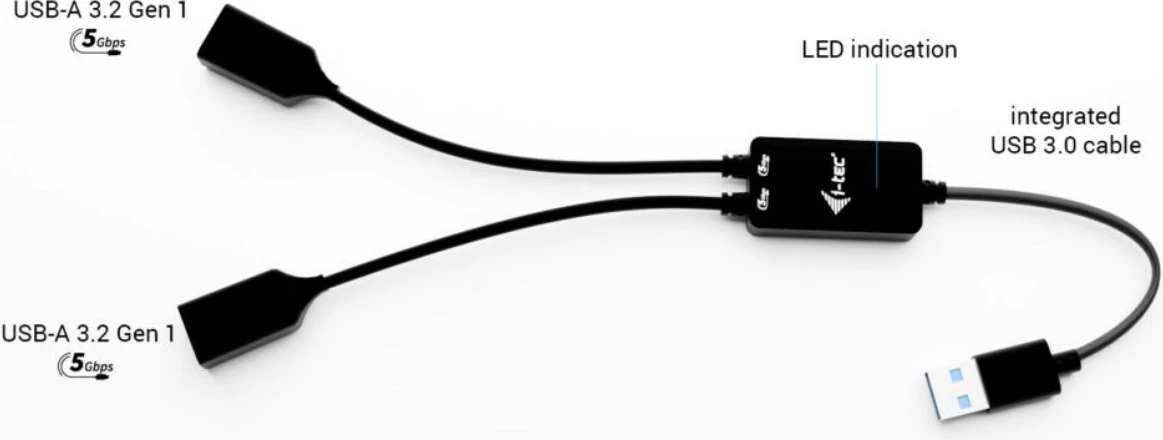 HUB USB-A i-tec U3CBLHUB2A, 2 porta, i zi