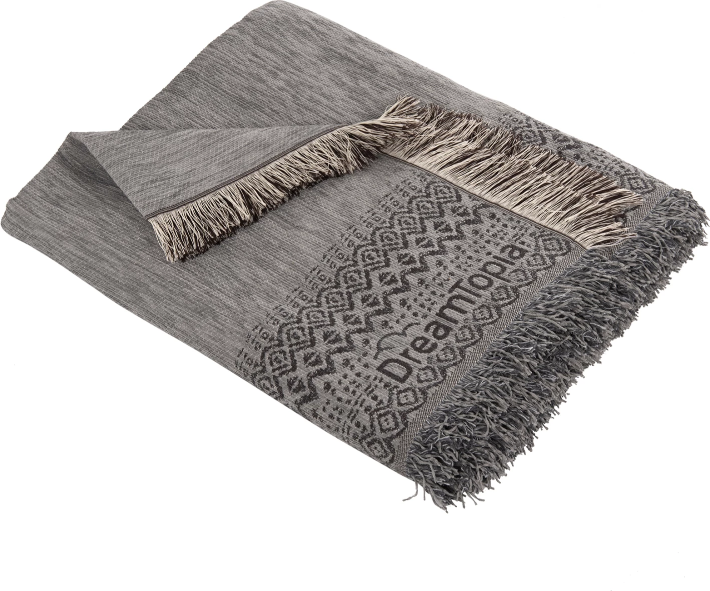 Mbulesë divani me franja DREAMTOPIA FH12165.05 ngjyrë gri e çelët 295X170 cm