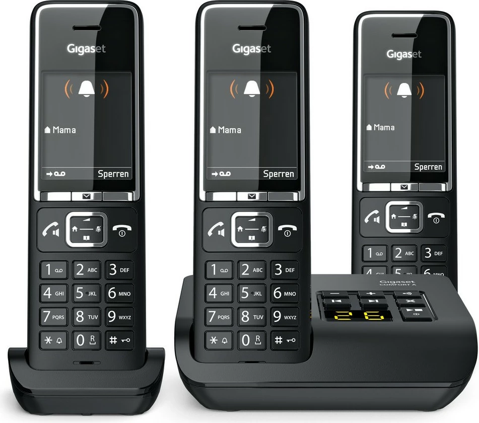 Telefon pa tela Gigaset COMFORT 550A, 3 dorëza, regjistrues automatik, 200 kontakte, i zi