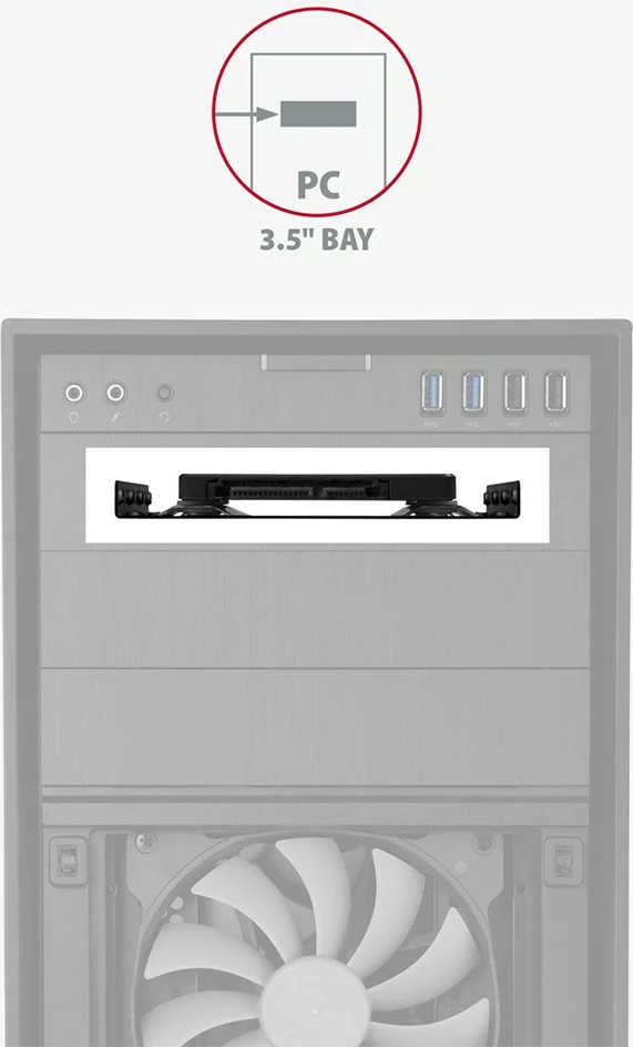 Kornizë metalike AXAGON RHD-125B për montim të HDD/SSD 2.5" në pozicion 3.5", e zezë