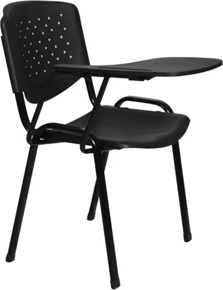 Karrige konferencash me tavolinë, FH1038, plastikë, e zezë, 52x55x77 cm