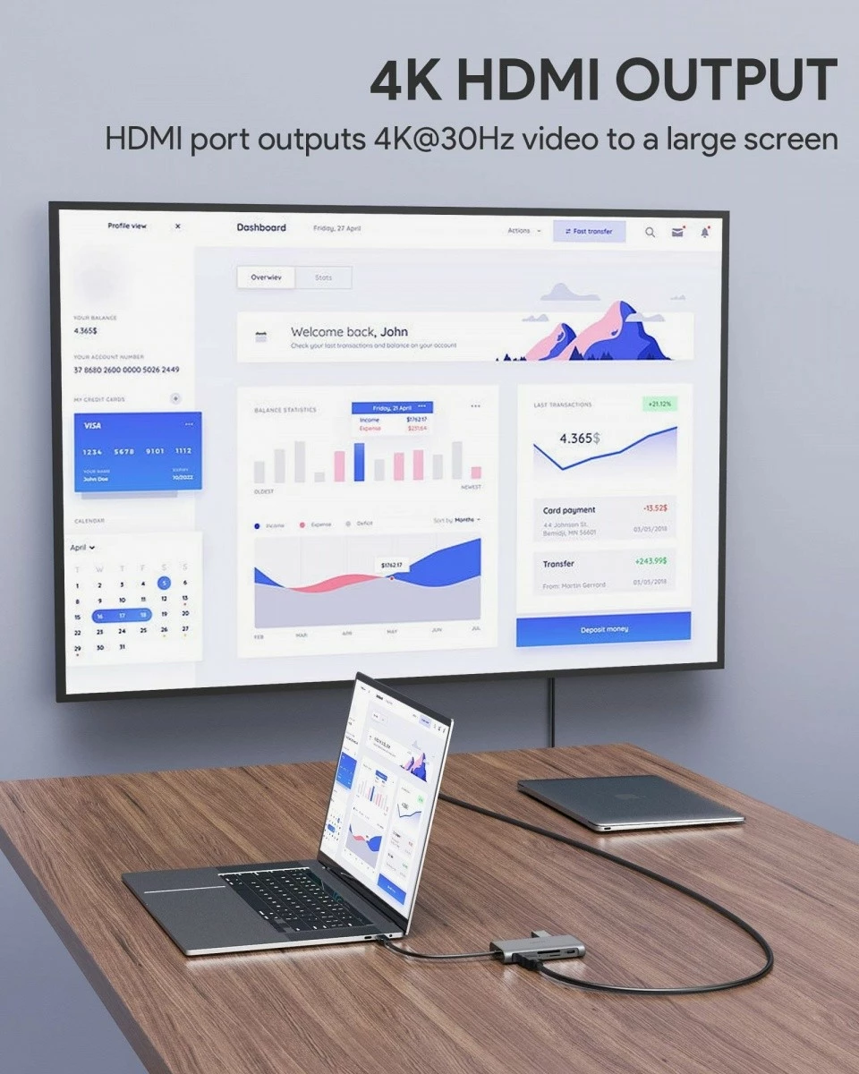 Kasë AUKEY CB-C91, 8-në-1, USB-C, HDMI 4K, RJ45, 3x USB 3.1, SD/microSD, Power Delivery 100W, Alumini, Argjend