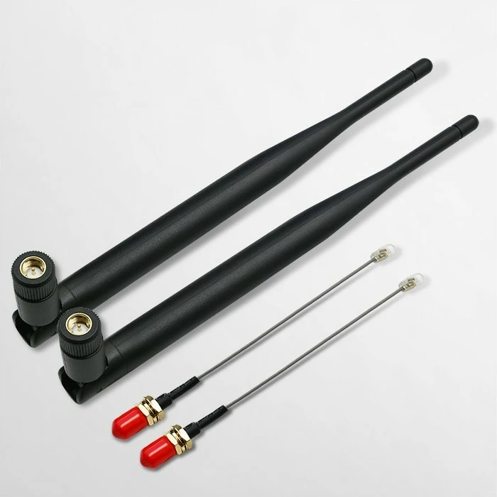 Antenë Wi-Fi Qoltec 57046, omnidireksionale, 5dBi, 2.4/5GHz, e zezë, set 2 copë