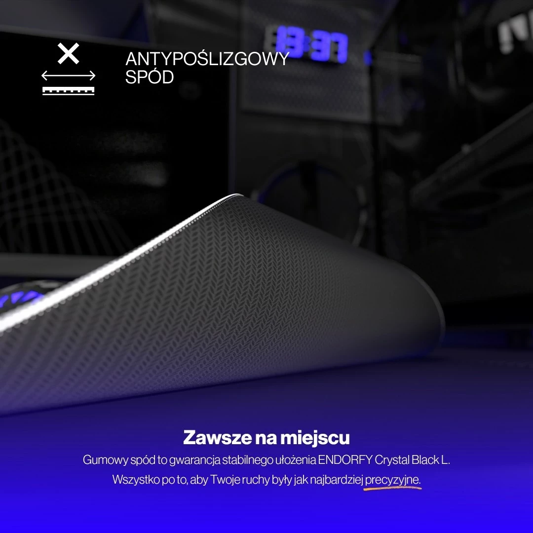 Mauspad Endorfy Crystal Black L, për lojtarë, ngjyrë bardhë e zi