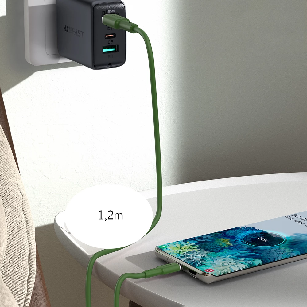 Kabllo Acefast C2-03, USB-C në USB-C, 1.2m, 60W, e gjelbër