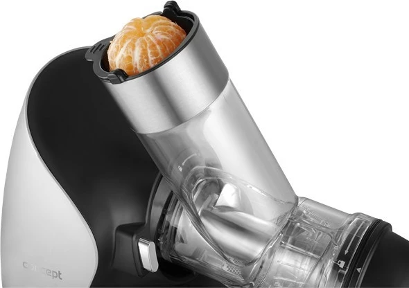 Shtrydhëse e ngadaltë frutash-perimesh, Concept Nutriboost LO7250, 200 W, 0.6 L, vidë çeliku inox, gryka 76 mm, 65 dB, e zezë/krom