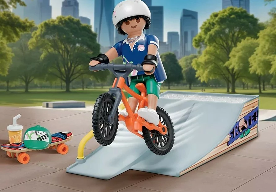Set lodrash Playmobil My Life 71798, rampë, biçikletë, skateboard, për fëmijë