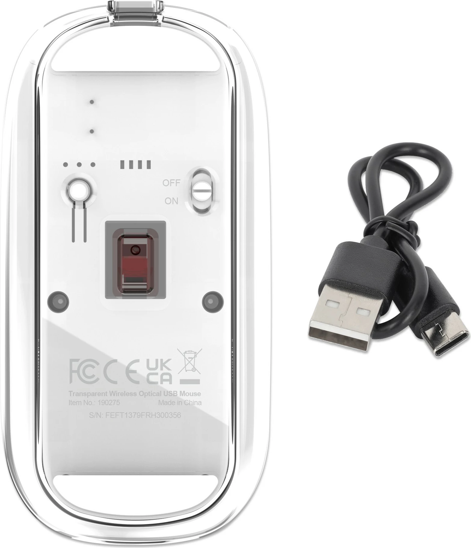 Maus MANHATTAN Funkmaus USB-A 4 tasta RGB LED bardhë transparent