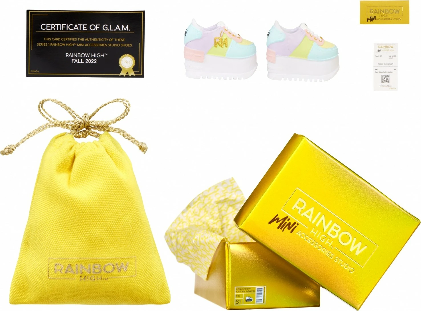 Set këpucësh për kukulla Rainbow High, MGA, 27 copë, shumëngjyrëshe