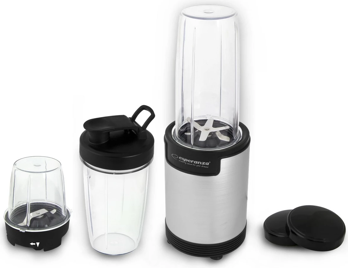 Blender personal Esperanza NUTRI BOMB EKM030, 900W, me gota Tritan, alumini, set aksesorësh