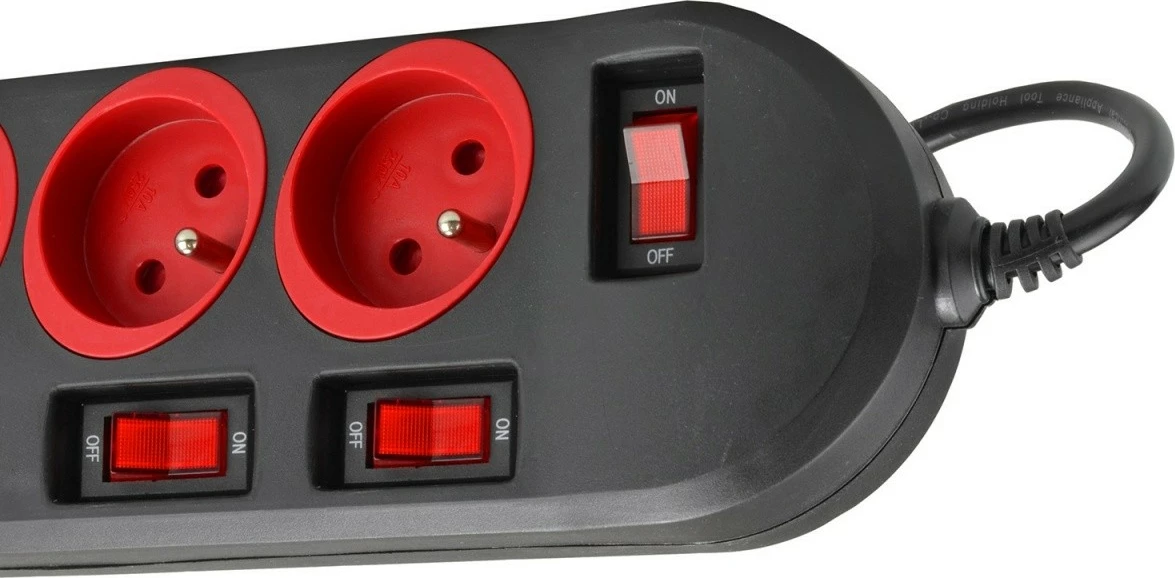 Kasë Maclean MCE204, 5 dalje, me çelësa, 1.5m, e zezë/kuqe