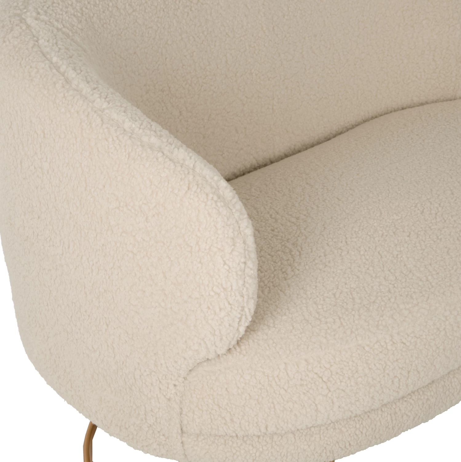 Divan dy vendësh ARIEN FH8492.20 pëlhurë boucle ngjyrë krem dhe bazë metalike e artë 130x75x85Hcm