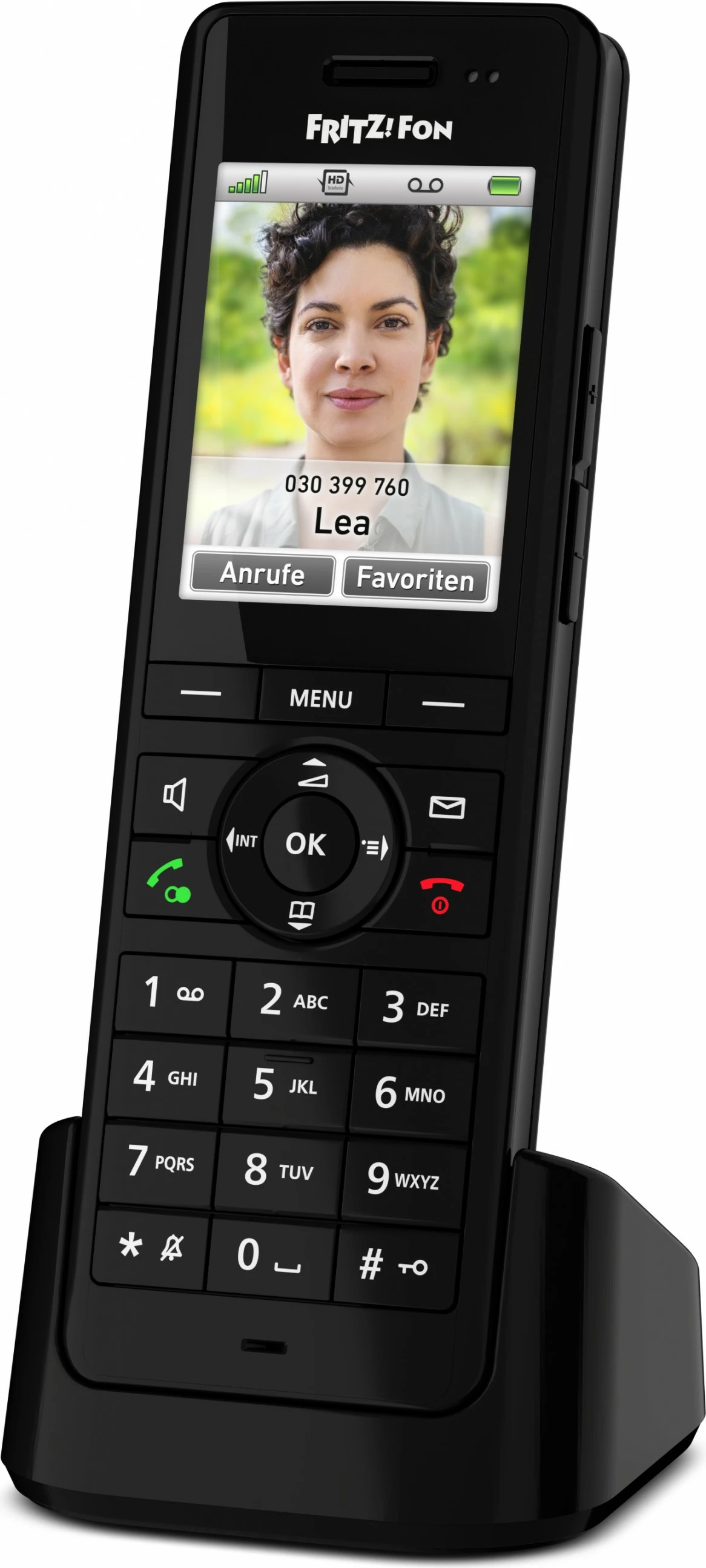 Telefon DECT AVM FRITZ!Fon X6, Mbajtës pa tel, 300 kontakte, E zezë