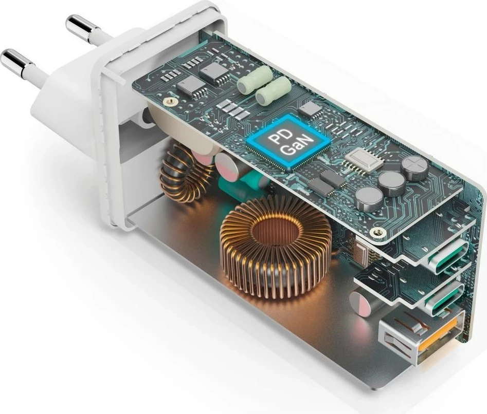 Karikues Hama mini 100W GaN PD/QC 2x USB-C, 1x USB-A bardhë