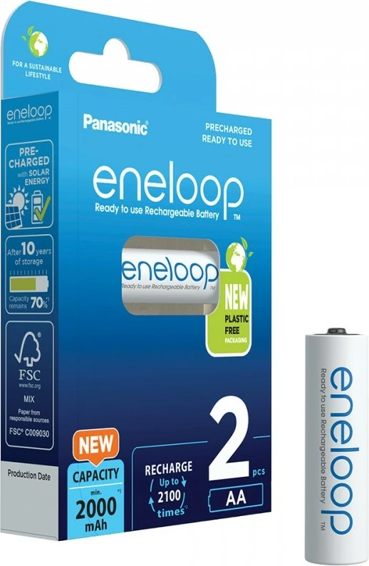 Bateri të rikarikueshme Panasonic Eneloop AA 2000 mAh, 2 copë