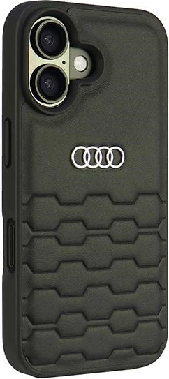 Mbështjellës Audi për iPhone 16 6.1", lëkurë sintetike, HardCase, i zi