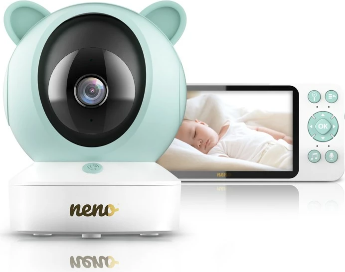 Monitor për foshnje neno NENO IVO me kamerë rrotulluese, ekran 5", i bardhë