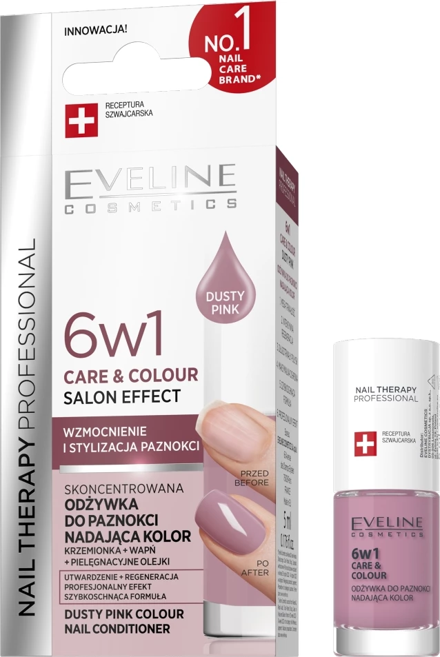 Llak për thonj Eveline Cosmetics Nail Therapy Professional 6w1 Dusty Pink 5ml