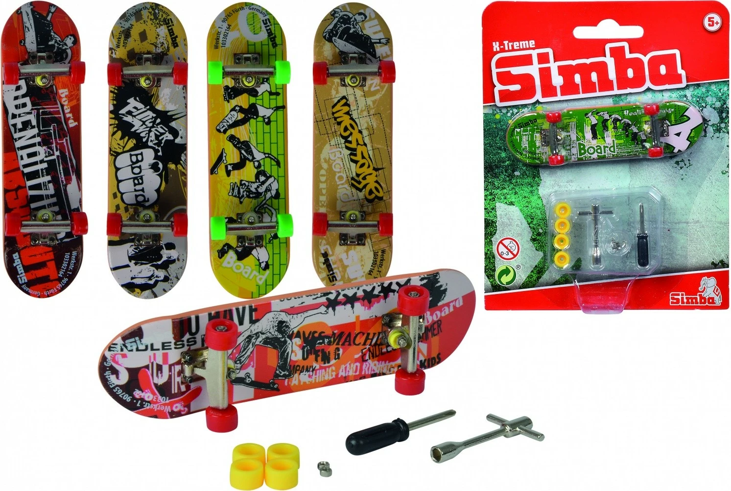 Fingerboard Simba X-Treme, 6 lloje të ndryshme, me aksesorë
