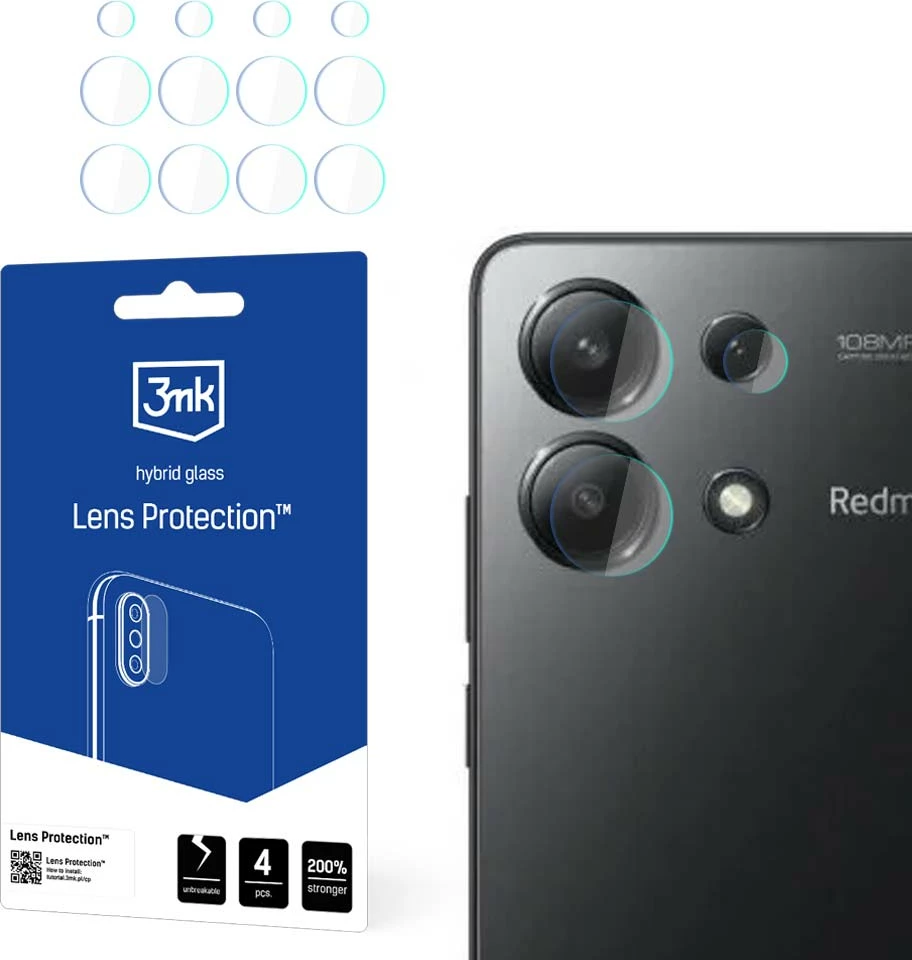 Mbrojtës xhami hibrid për kamerë, 3mk Protection, për Xiaomi Redmi Note 13 4G