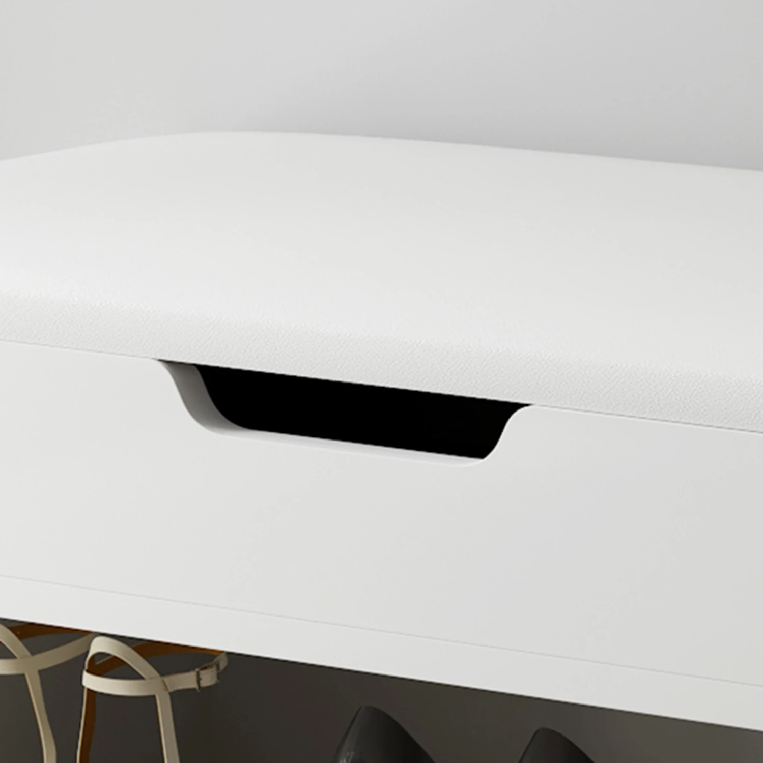 Raft këpucësh me ulëse, ROMIR FH2477.03, melaminë, ngjyrë bardhë-bardhë, 60x30x44H cm