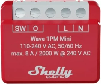 Smart switch Shelly Qubino Wave 1PM Mini, Wireless, 25 dBmW, 868.4 MHz, e kuqe