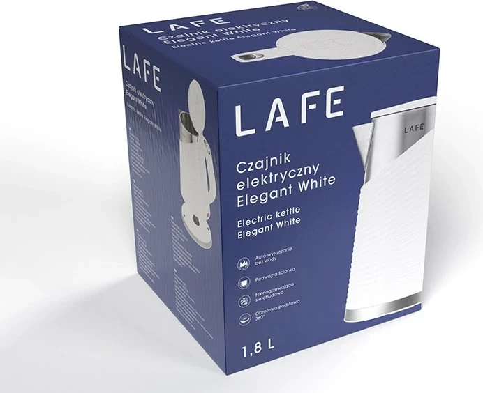 Ibrik elektrik Lafe Elegant White, 1.8L, 1800W, bardhë-argjendtë