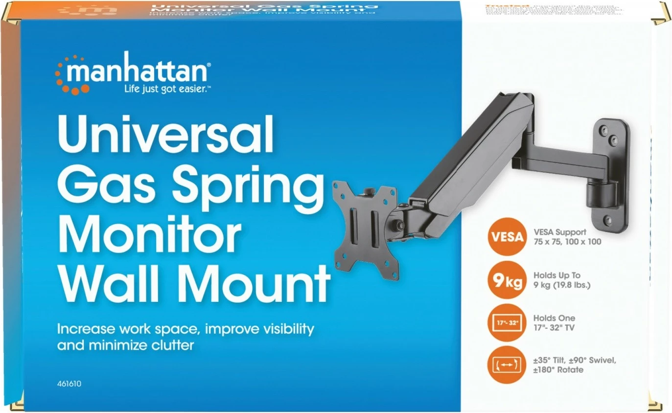 Mbajtëse muri për TV/monitor Manhattan 461610, 17-32 inç, gas spring, e zezë
