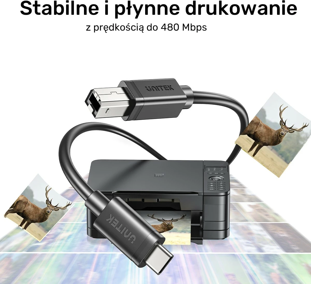 Kabëll Unitek USB-C në USB-B 2.0, 1m, i zi