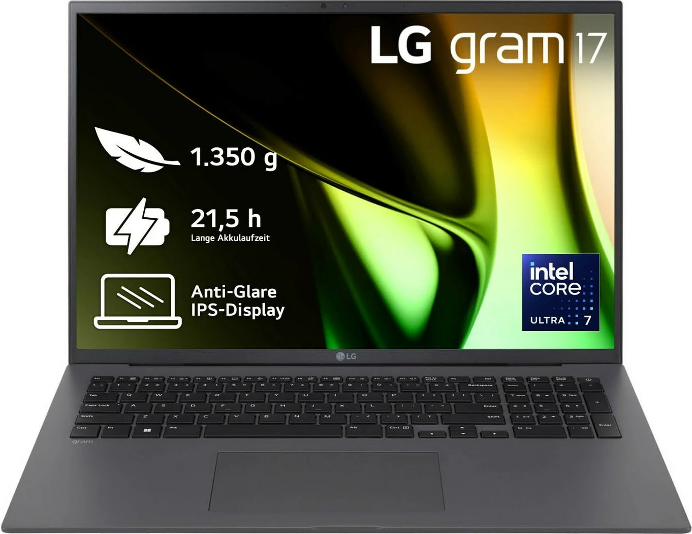 Laptop LG gram 17Z90S-G.AD7CG, Intel Core Ultra7 155H, 17 inç, 1.35kg, gri