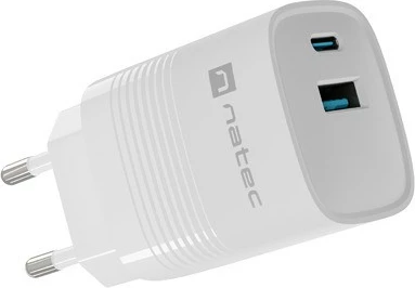 Karikues muri Natec Ribera GAN NUC-2140, 30W, 1x USB-A + 1x USB-C, Bardhë