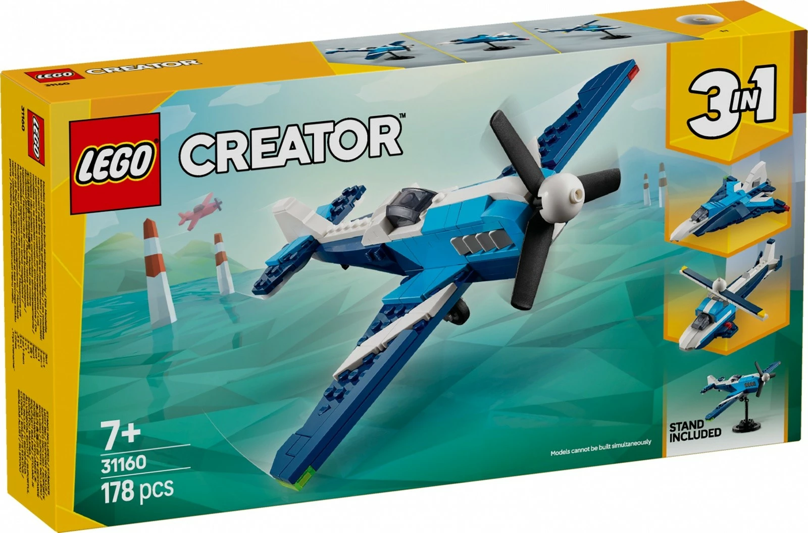 Set ndërtimi LEGO Creator 3-in-1, 31160 Airship: Racing Plane, 178 pjesë, blu