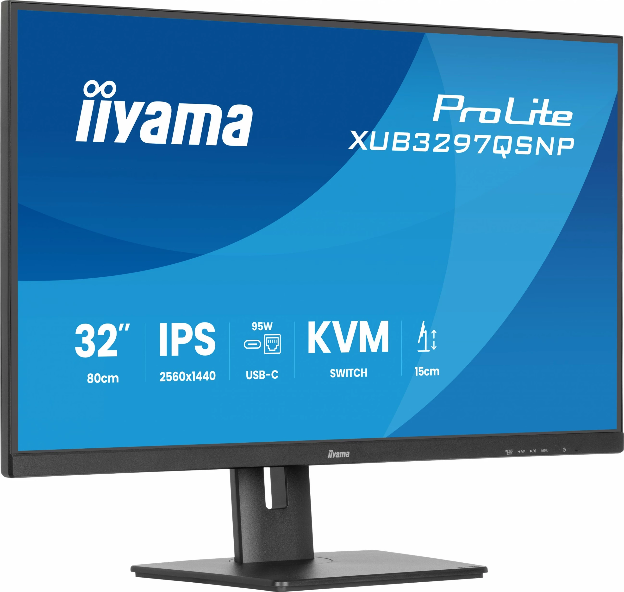 Monitor iiyama XUB3297QSNP-B1, 32 inç, IPS, 2560x1440, USB-C, KVM, i zi