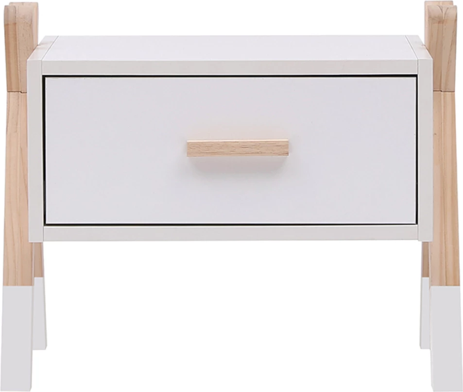 Komodinë PASCHAL, ngjyrë e bardhë, këmbë druri natyrale, FH2497.03, 46x30x38cm