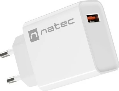 Karikues muri Natec Ribera, 1x USB-A, 18W, Bardhë