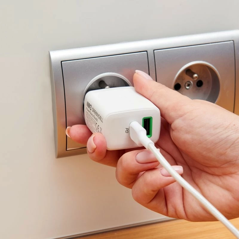 Karikues muri USB-C 30W PD 1x port, Green Cell, PowerSource Solo30 CHARB-GC-30C-W, i bardhë
