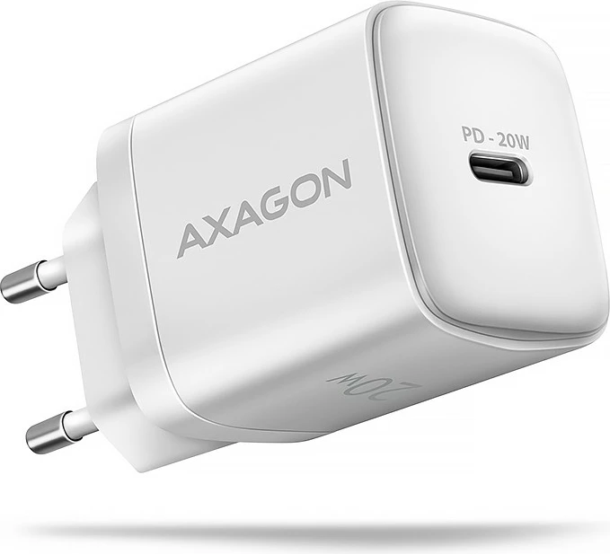 Karikues muri AXAGON ACU-PD20W, PD 20W, 1x USB-C, PD 3.0/QC4+/QC3.0/AFC/FCP/PPS, i shpejtë për smartphone e tablet, White