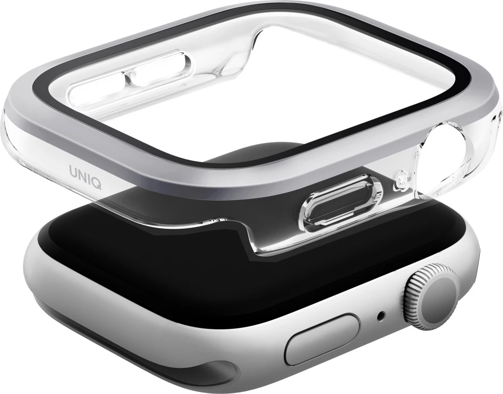 Mbështjellës UNIQ Voute për Apple Watch 10, 46mm, xham i temperuar, argjendtë