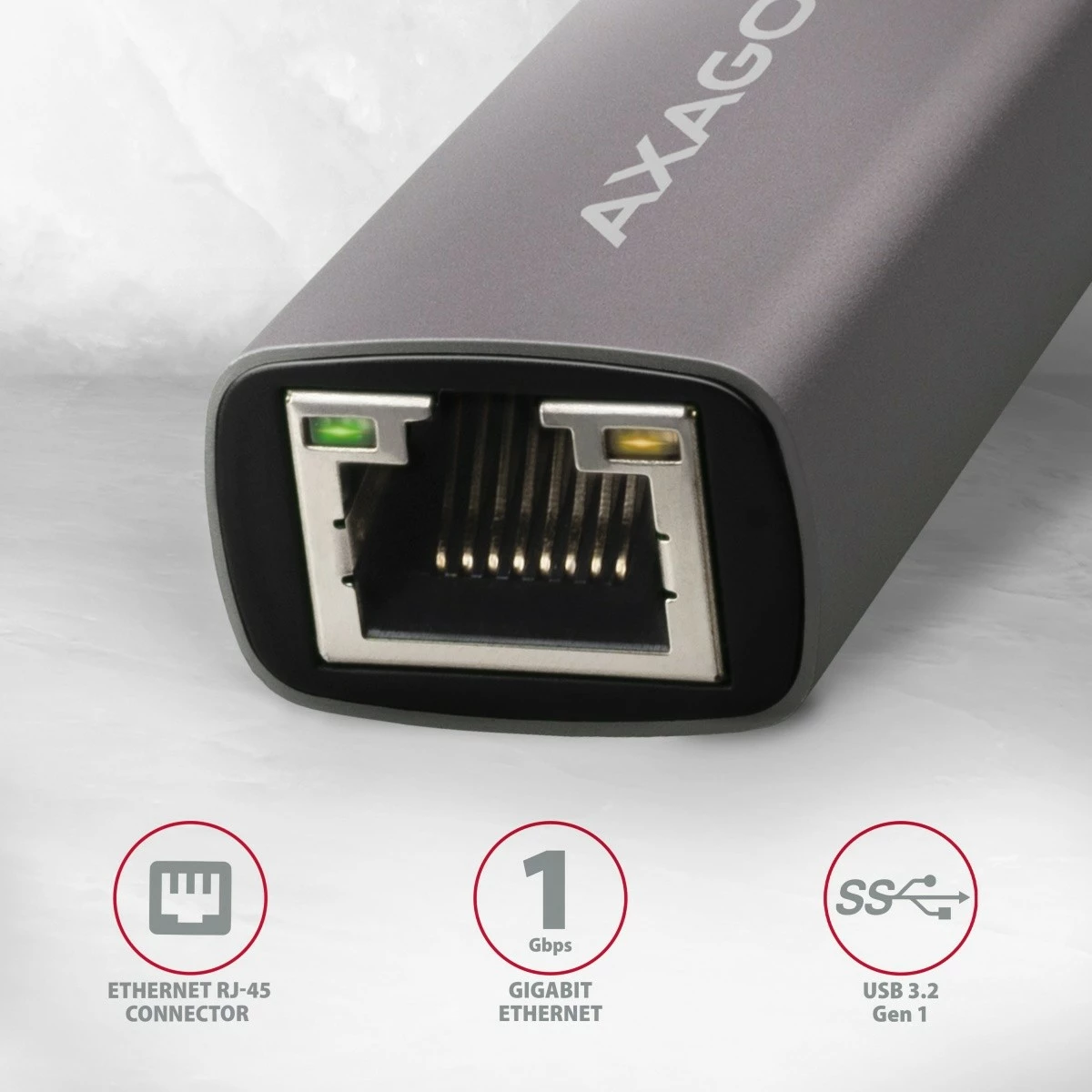 Adapter rrjeti AXAGON ADE-TR, USB-A 3.2 Gen 1 në Gigabit Ethernet, Titanium Gri