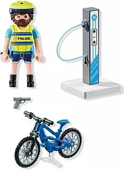 Set lodrash Playmobil Action Heroes 71732, patrulla policie me biçikletë elektrike, 15 pjesë