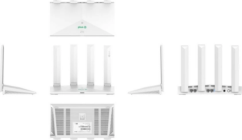 Router ZTE T3000 IDU, Wi-Fi 6, 3000 Mbps, 4 antena, i bardhë