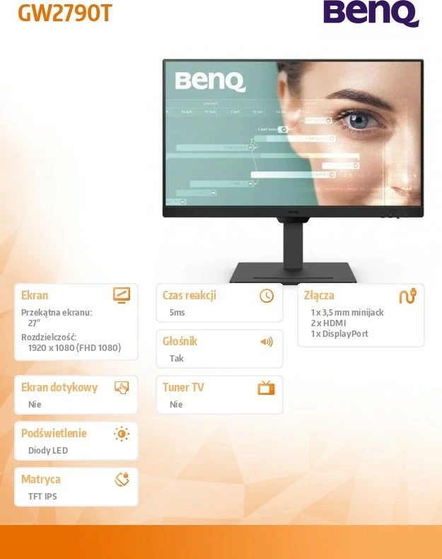 Monitor BenQ GW2790T, 27", IPS, 100Hz, FHD, i zi